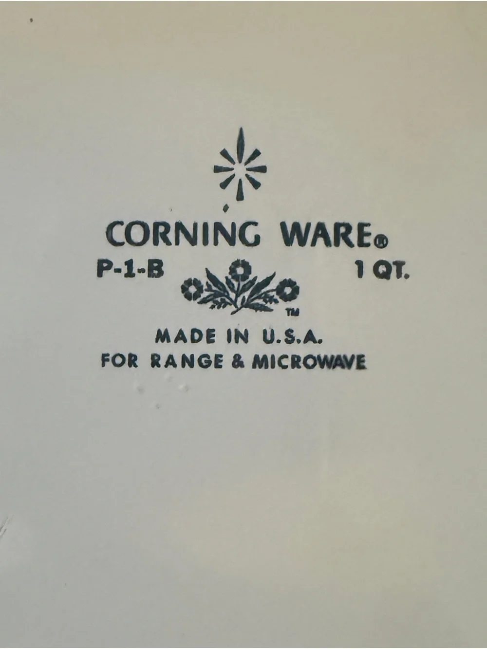 Corningware White Stoneware Casserole with Blue Floral Motif and Glass Lid